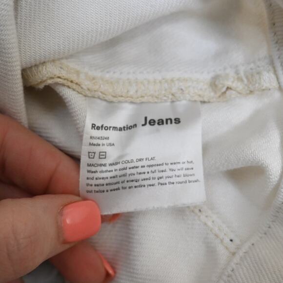 Reformation Jeans Womens 27 Eloise Exposed Button Fly Jean in Ivory - Picture 13 of 13
